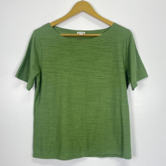 J. Crew Green Textured Short Sleeve Top - Picture 1 of 10